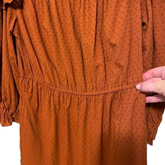 NWT Universal Thread Orange Brown Eyelet Prairie Dress Ruffles Pockets Size M - Picture 4 of 16